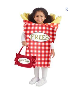 NWT Fun of a Kind Kids Red Checkered 2pc Fries Costume with Bag